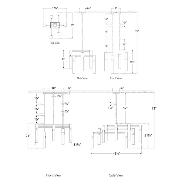 Covet Large Chandelier diagram